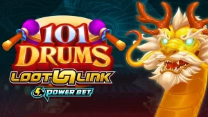 Tampilan visual mesin slot 101 Drums dengan desain lima gulungan yang menarik
