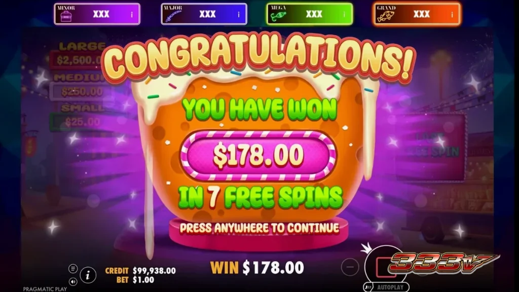 Tampilan visual slot Candy Pop yang penuh warna dan bertema permen
